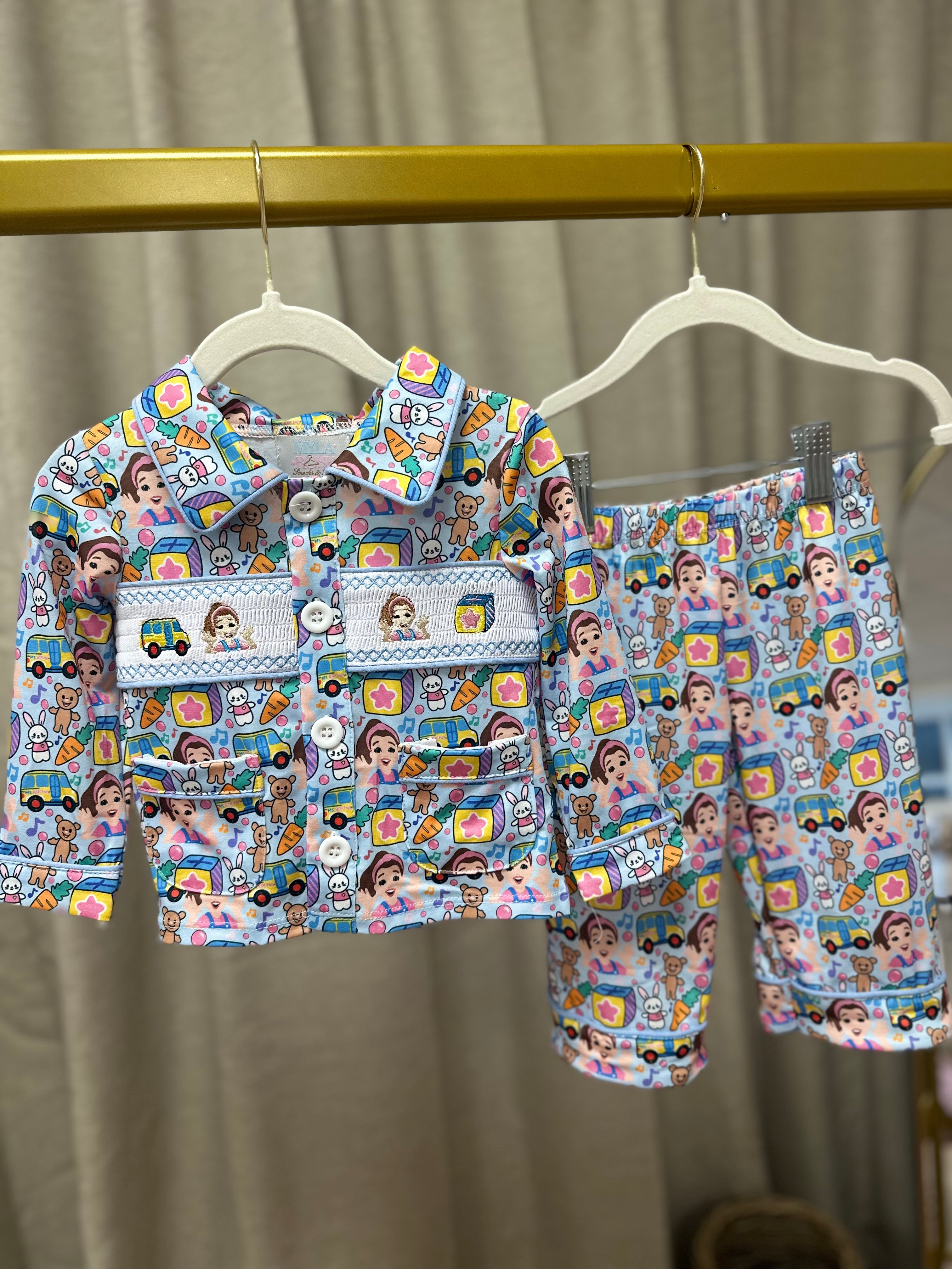 Blue Mrs Rachel Exclusive Smocked Pyjamas