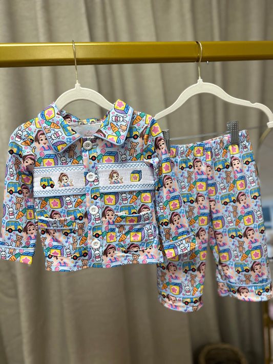 Blue Mrs Rachel Exclusive Smocked Pyjamas