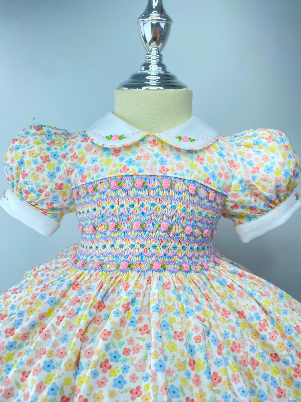 Harmony Floral Hand Smocked Dress With Knickers & Hair Accessories (Pre Order)