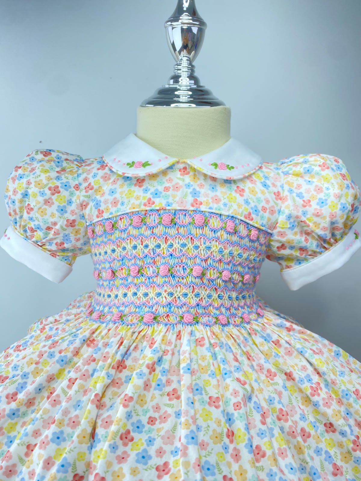 Harmony Floral Hand Smocked Dress With Knickers & Hair Accessories (Pre Order)
