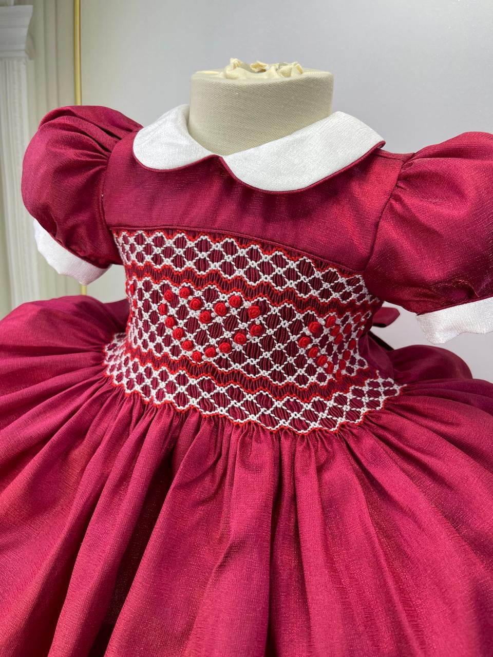 Valencia Shimmer Heart Hand Smocked Dress With Knickers & Hair Accessories (Pre Order)