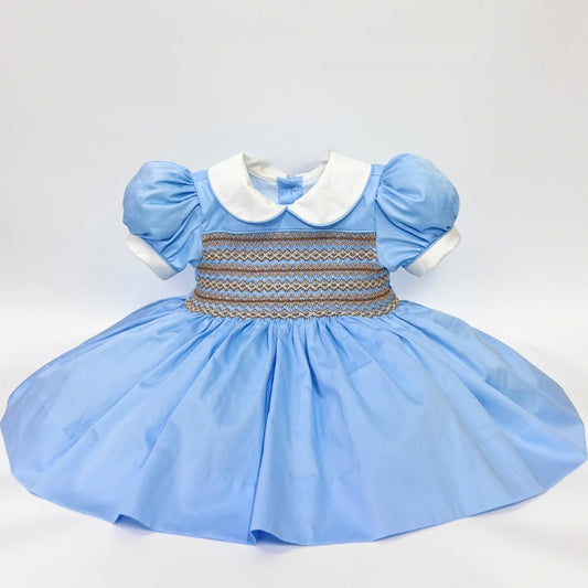 Layla Baby Blue Hand Smocked Dress (In Stock - Ready To Post)