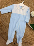 Baby Blue Velour Baby Grow
