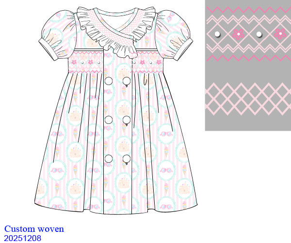 Summer Holidays Girls Hand Smocked Pearl Dress (Pre Order)