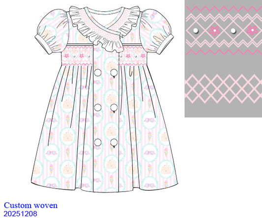 Summer Holidays Girls Hand Smocked Pearl Dress (Pre Order)