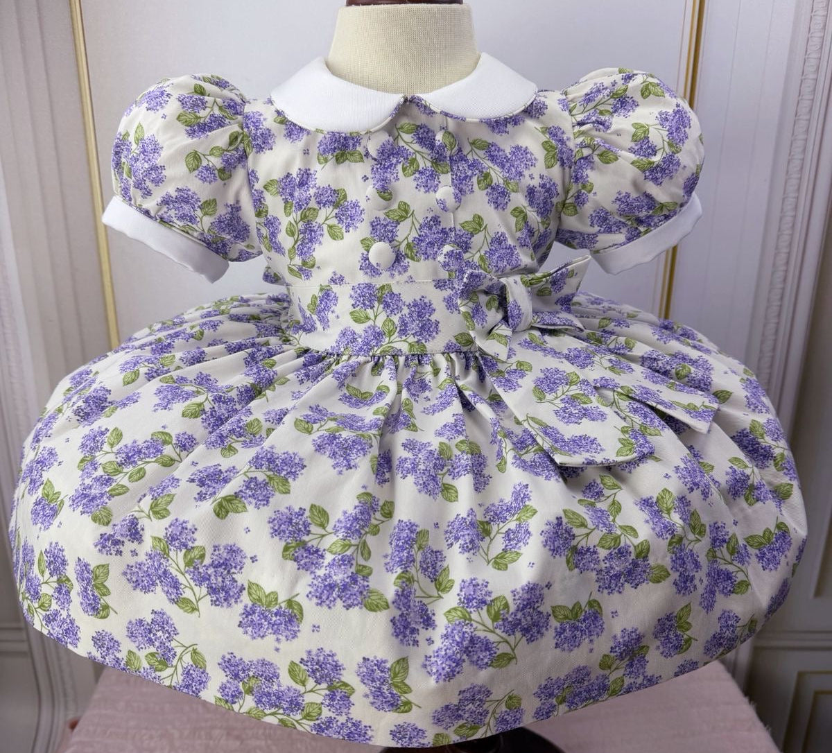 Lilac Floral Classic Dress With Knickers & Hair Accessories (Pre Order)
