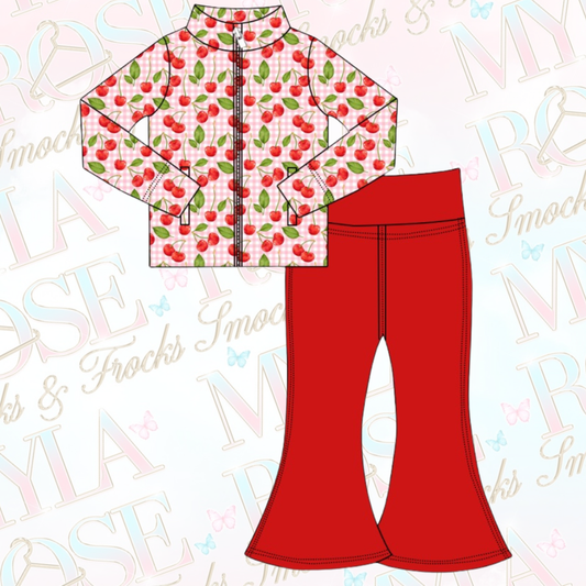 Gingham Cherry Activewear Set (Pre Order)