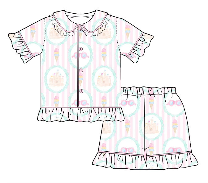 Summer Holidays Girls Short Sleeve Pyjama Set (Pre Order)