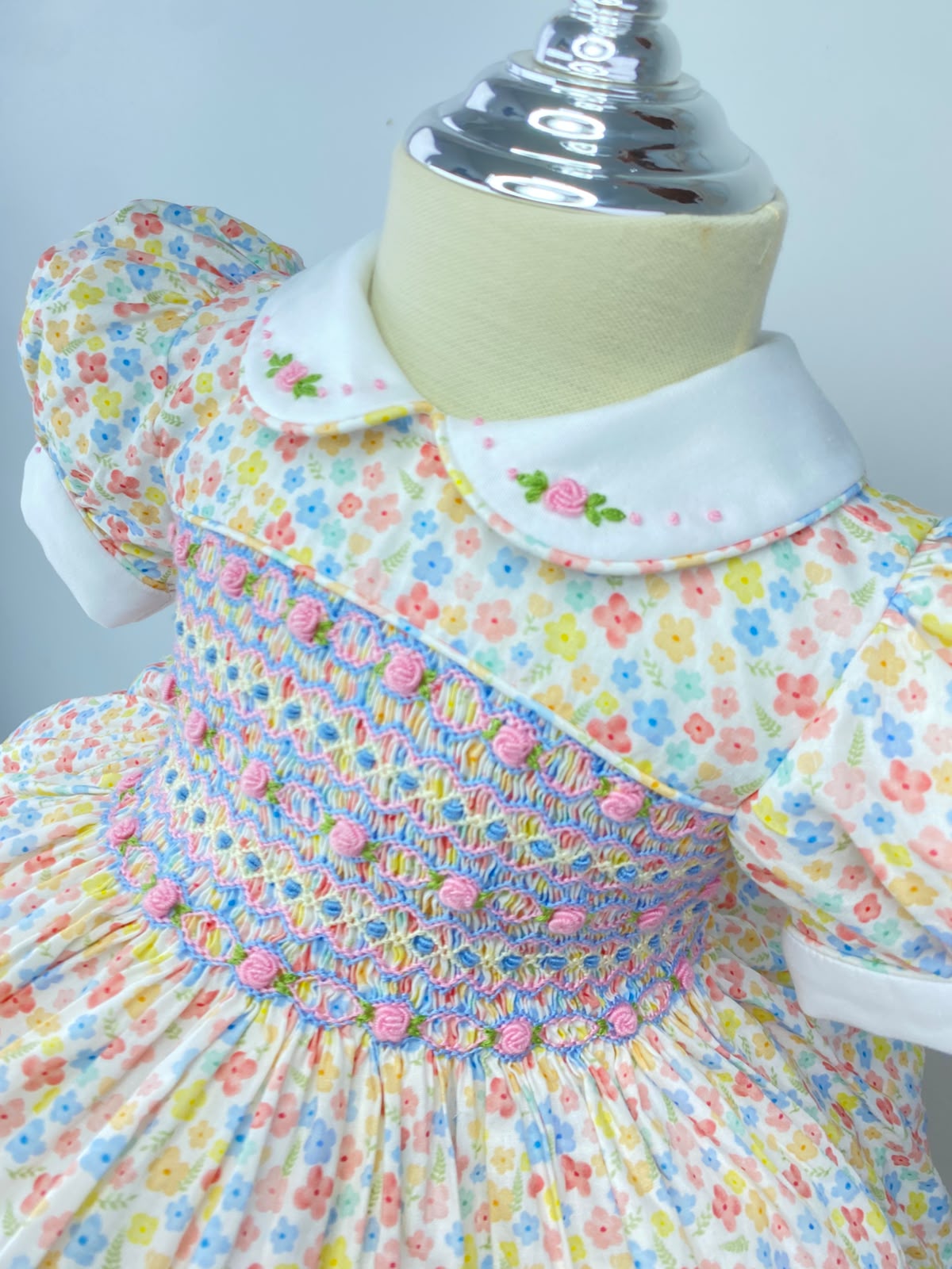 Harmony Floral Hand Smocked Dress With Knickers & Hair Accessories (Pre Order)