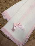 White / Pink Spanish Knitted Blanket