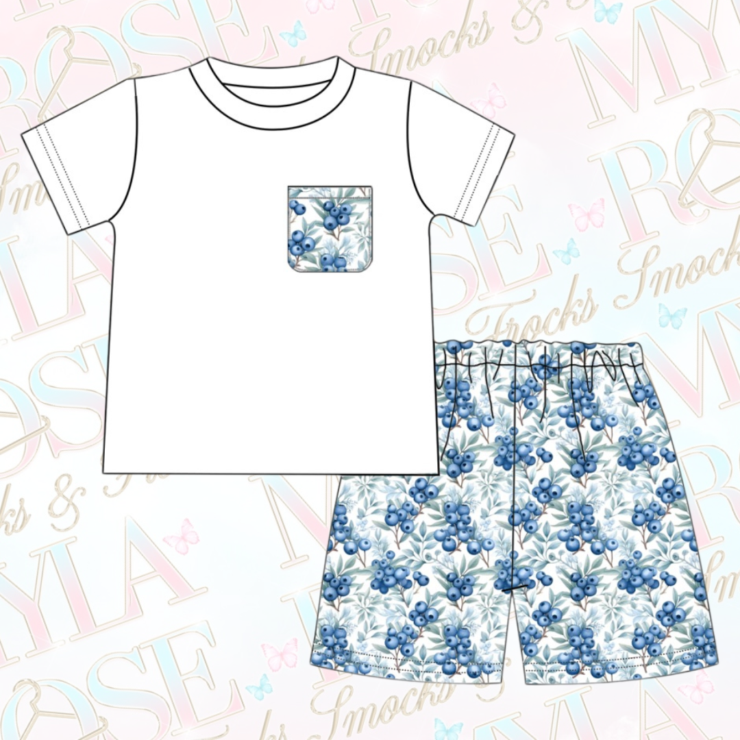 Boys Blueberry Short Set (Pre Order)