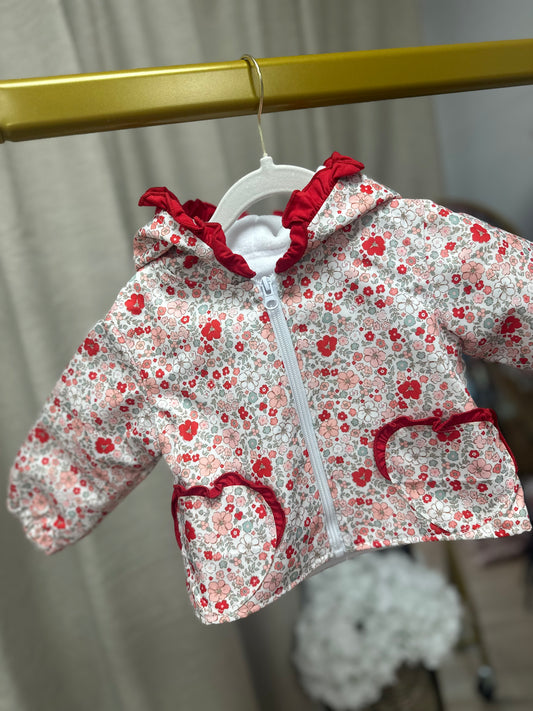 La Rosa Red Floral Waterproof Jacket