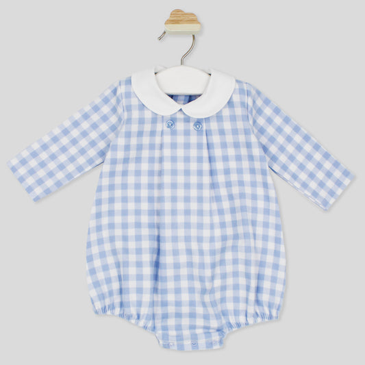 Sky Blue Check Romper