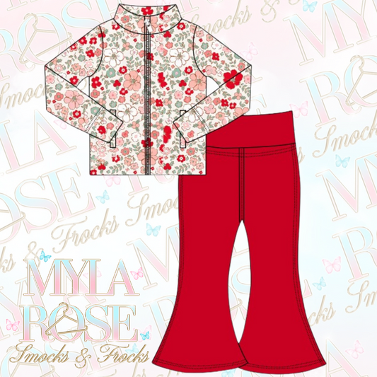 La Rosa Red Floral Activewear Set (Pre Order 6-7 Weeks Delivery)