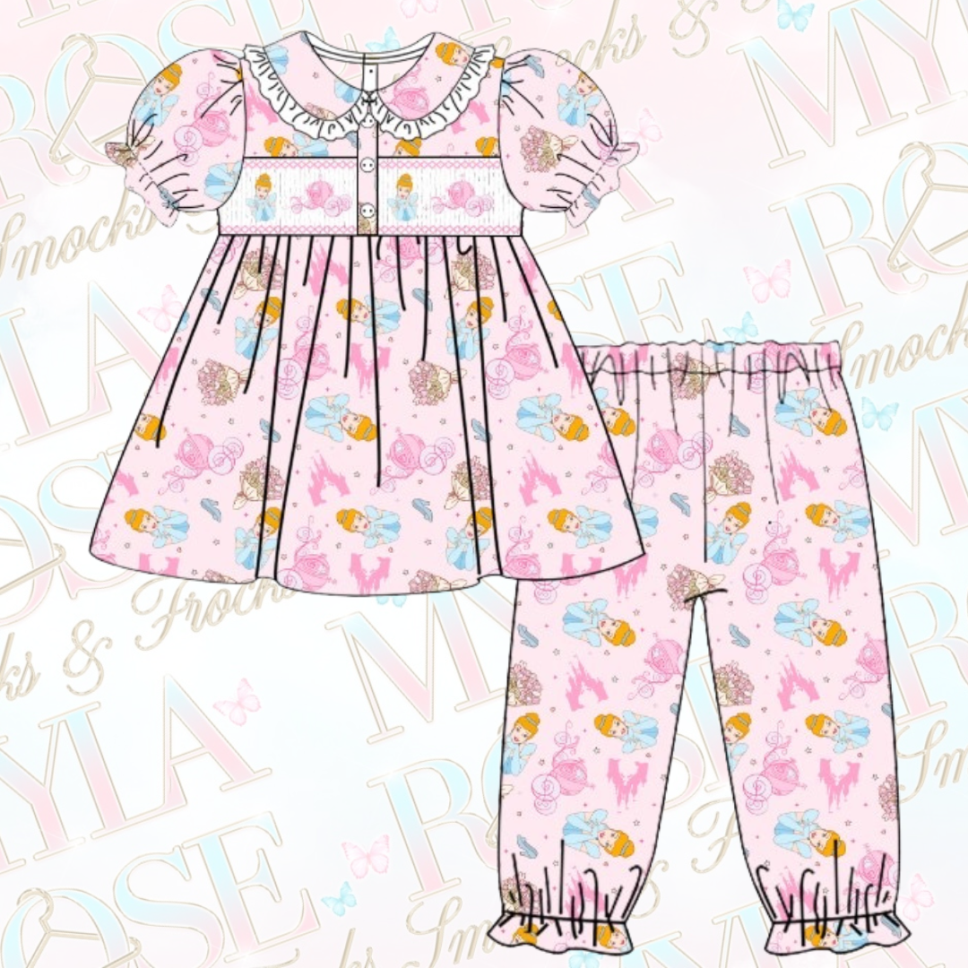 Cinderella Short Sleeve Exclusive Smocked Pyjamas (Pre Order)