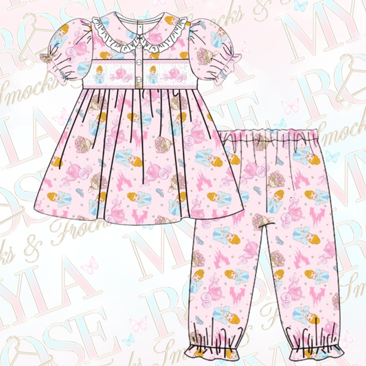 Cinderella Short Sleeve Exclusive Smocked Pyjamas (Pre Order)