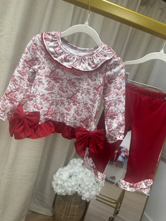 Plum Toile De Jouy Legging Set