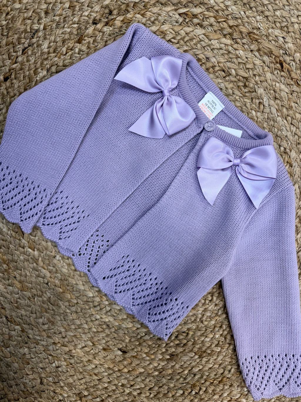 Lilac Knitted Double Bow Cardigan