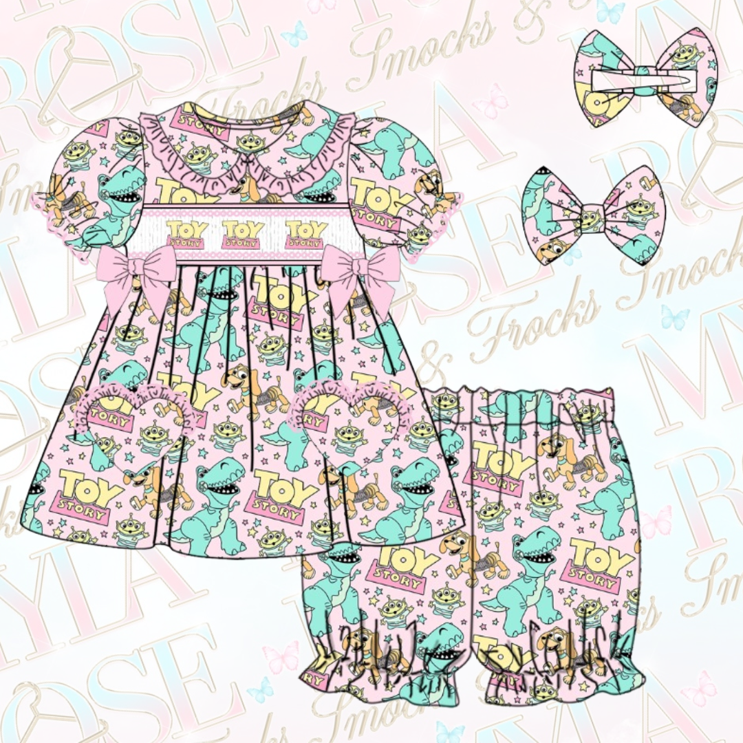 Girls Toy Story Exclusive Smocked Pyjamas With Hair Bow (Pre Order)