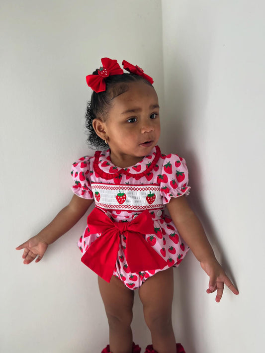 Strawberry Exclusive Smocked Romper (Pre Order 1-2 Weeks Delivery)