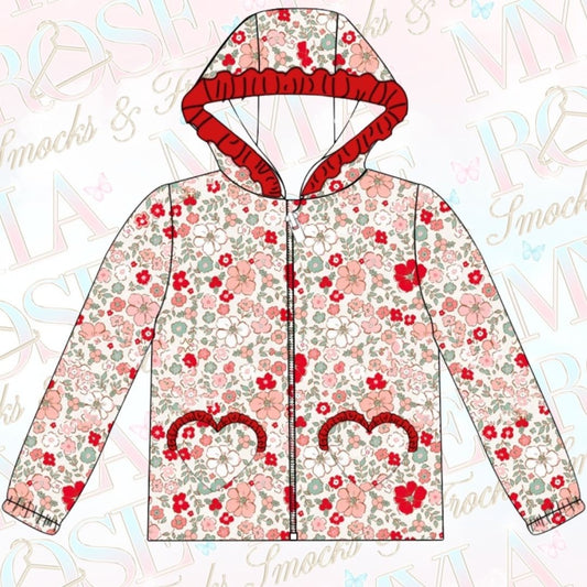 La Rosa Red Floral Waterproof Jacket (Pre Order 6-7 Weeks Delivery)
