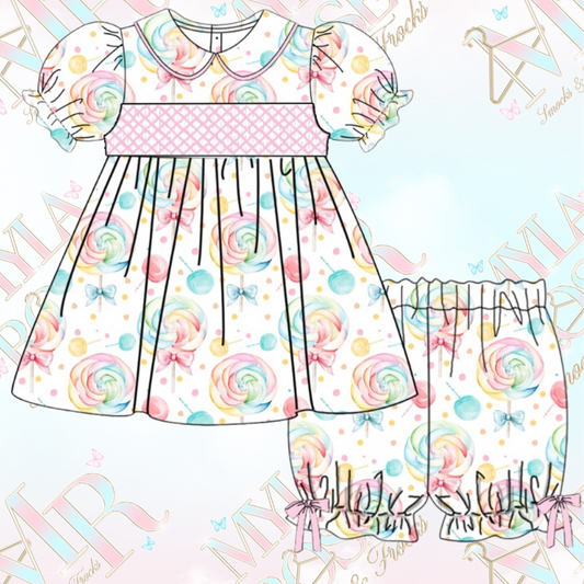 Candy Land Exclusive Smocked Dress Set (Pre Order 5-6 Weeks Delivery)