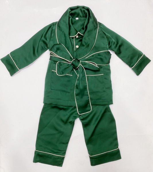 Emerald Green Boys Silk Nightwear Set - Pyjamas & Gown