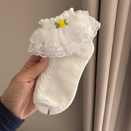 Lemon Hand Embroidered Socks