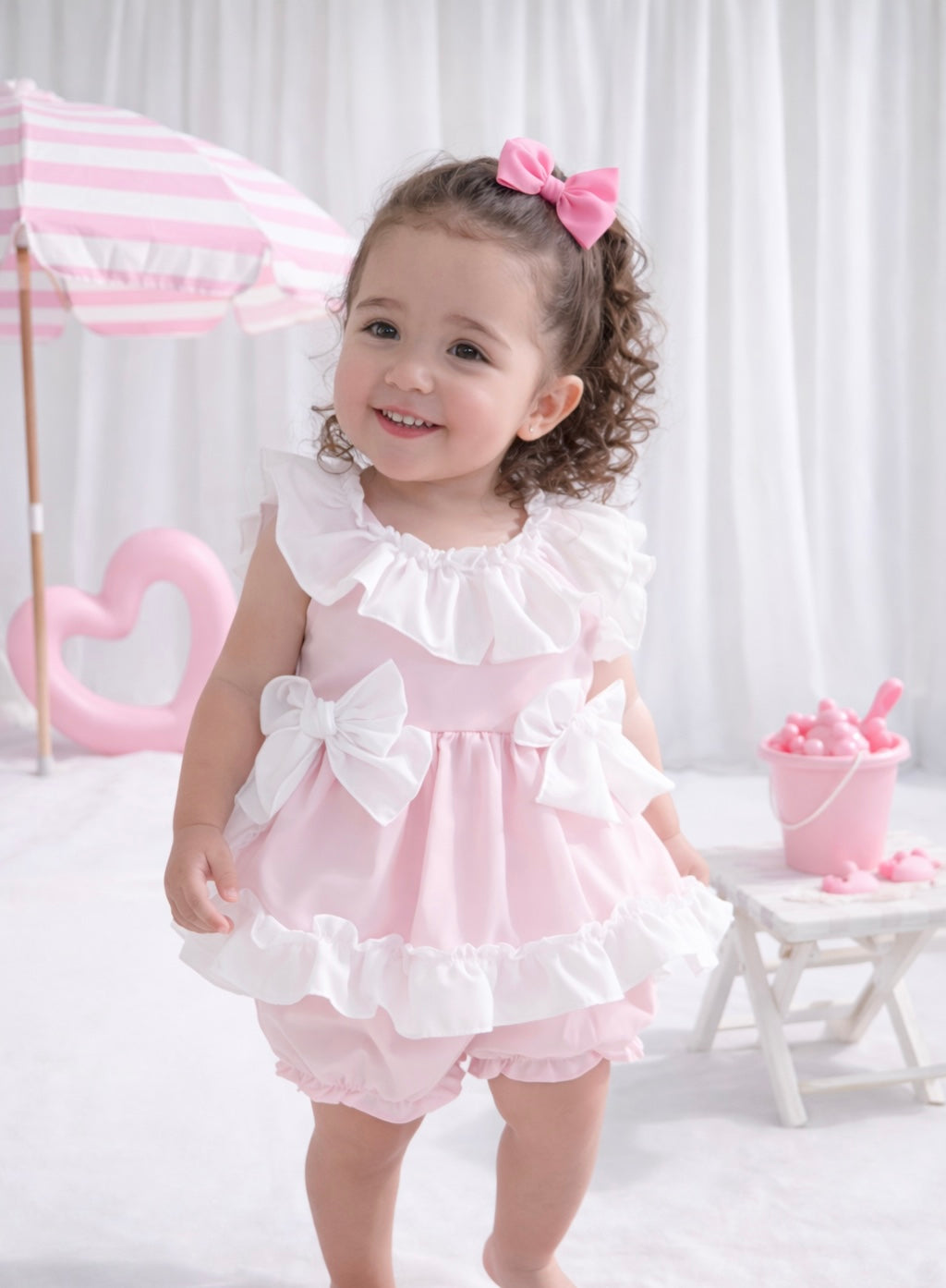 Baby Pink / White Frilled Bloomer Set (Pre Order)