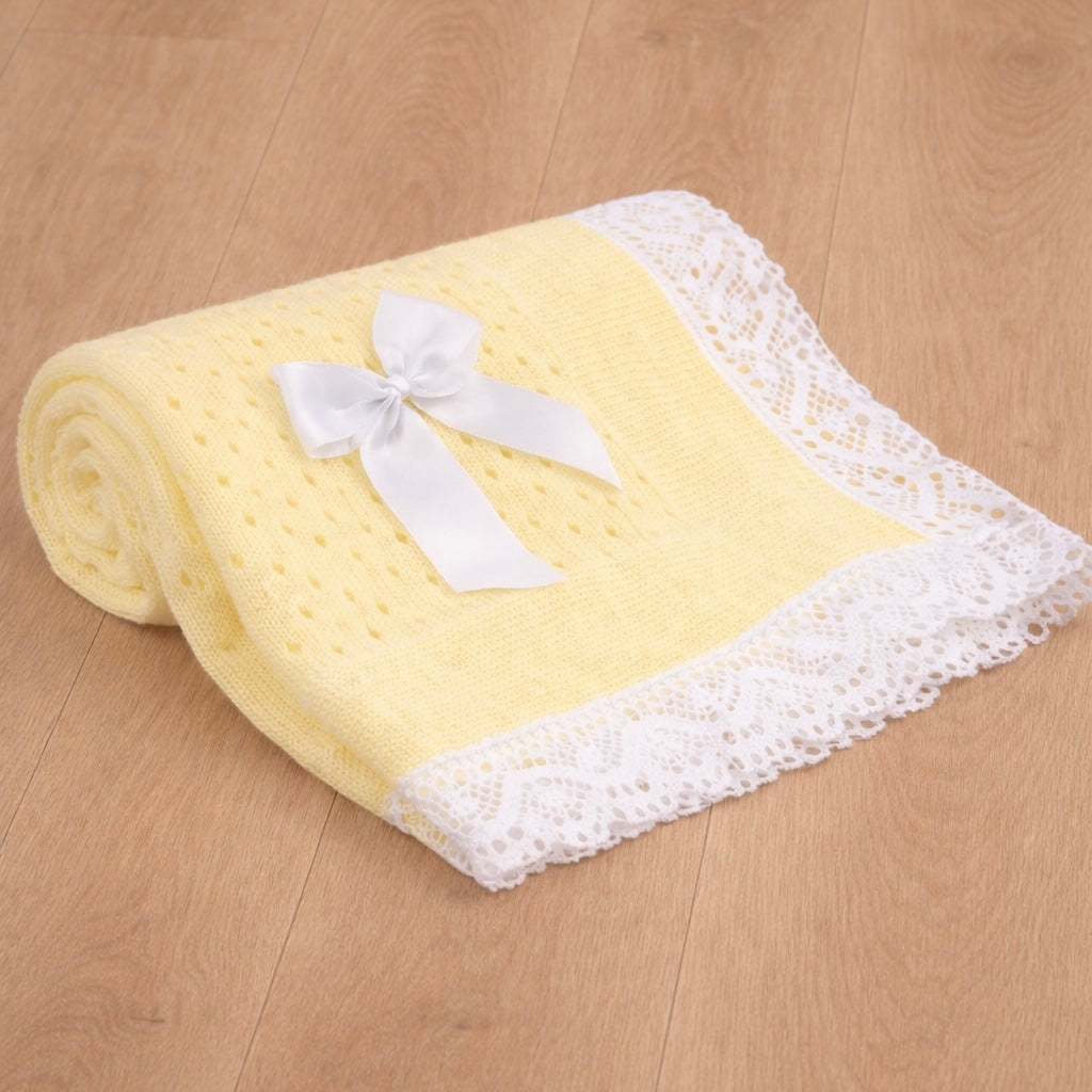 Lemon / White Spanish Knitted Blanket