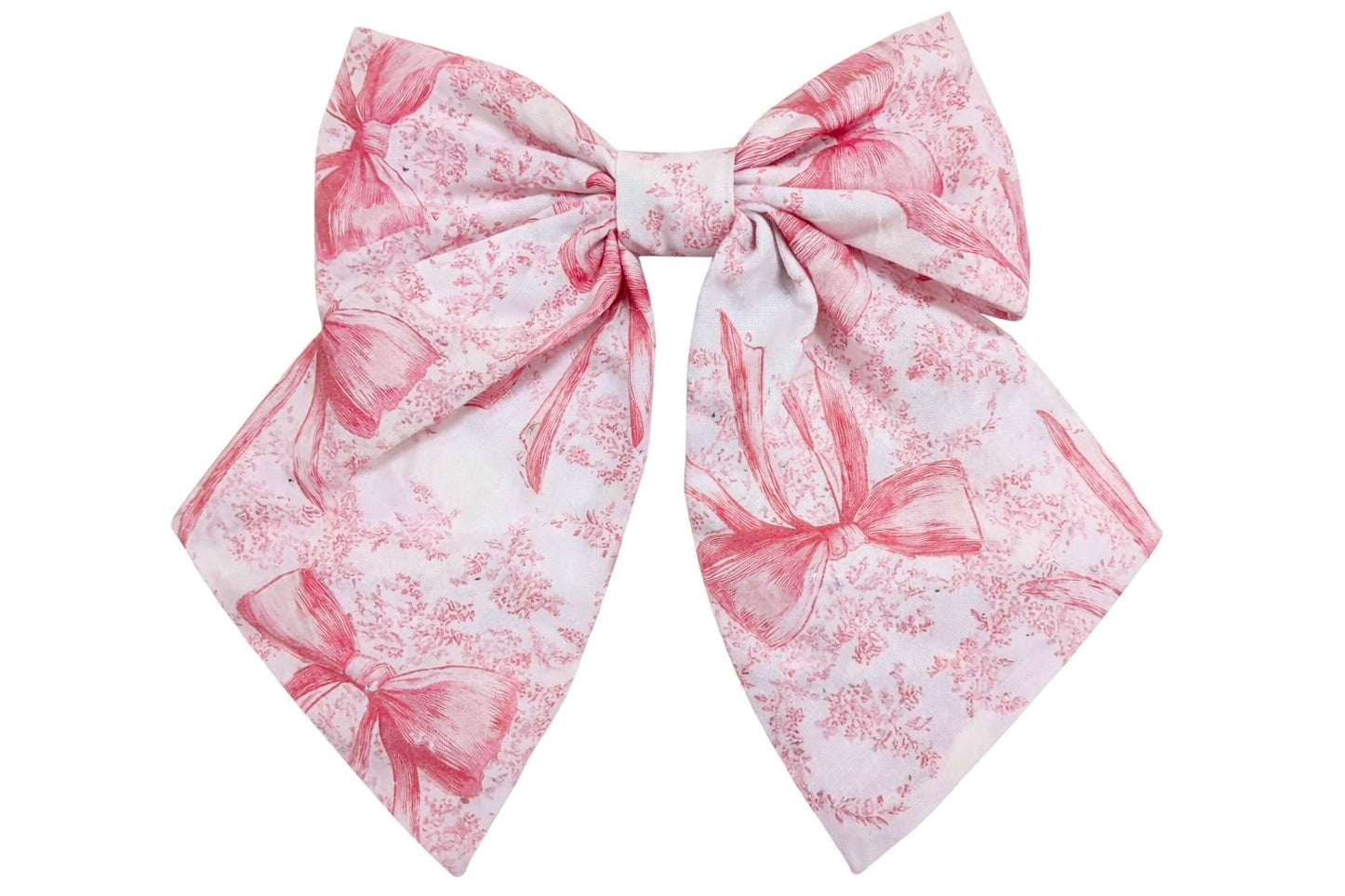 Pink Toile Girls Large Hair Bow Pre Order