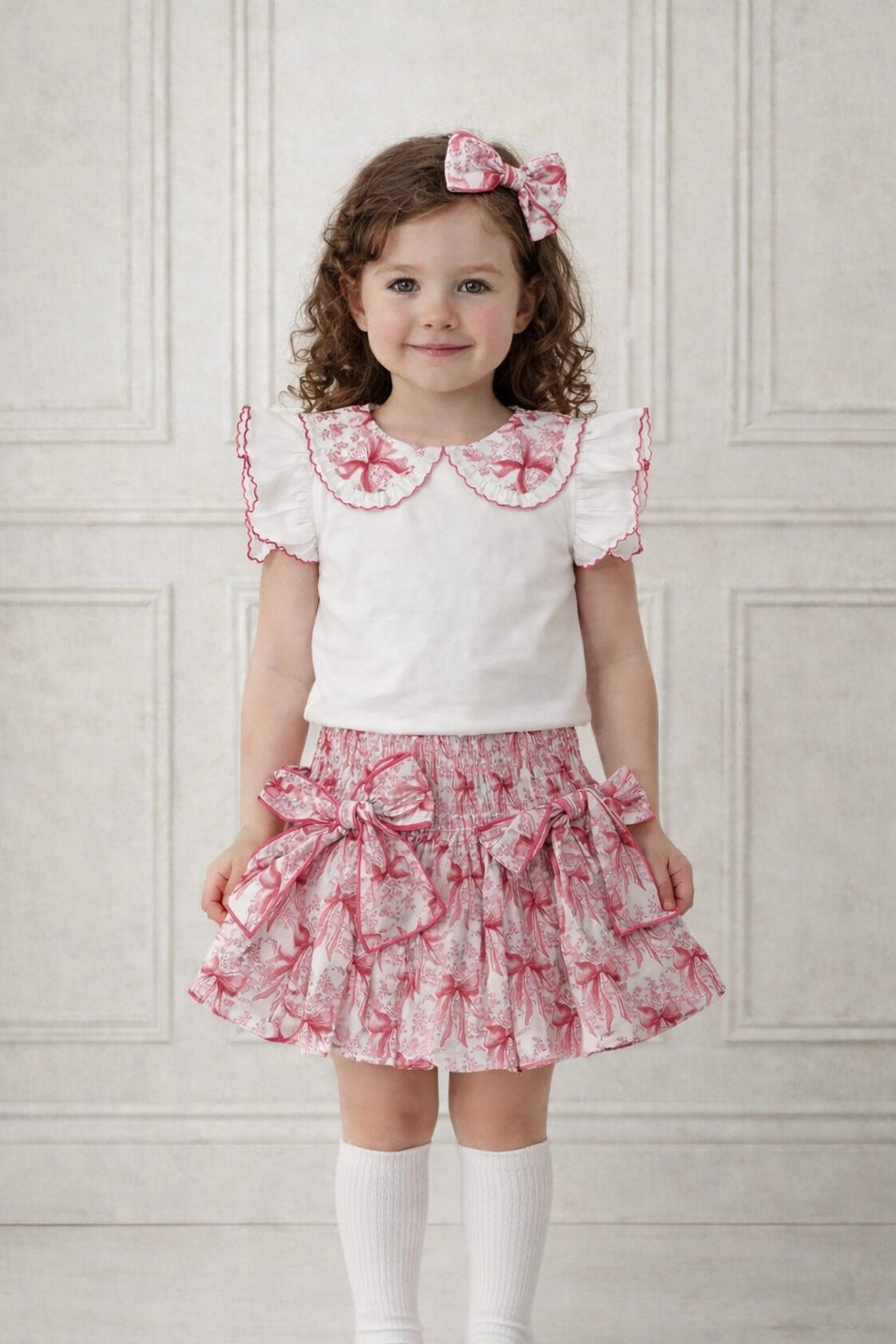 Pink Bow Toile Bubble Skort & Blouse (Pre Order)