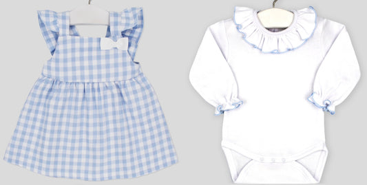 Sky Blue Check Dress & Undershirt