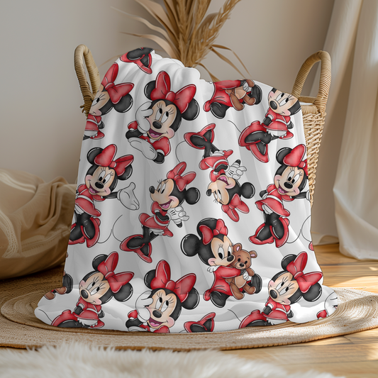 Large Soft Fleece Red Minnie Blanket (Pre Order 3-4 Weeks Delivery)