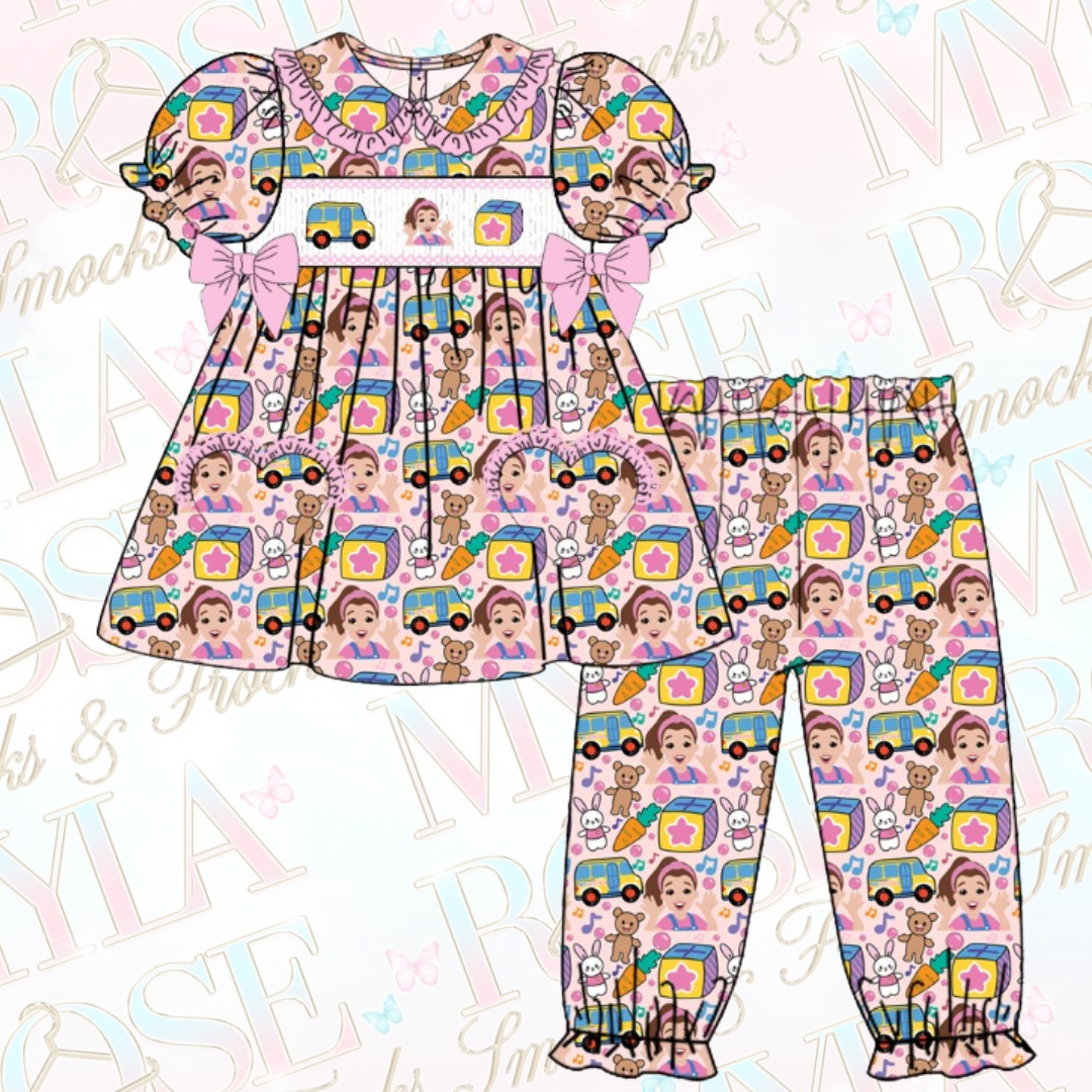Pink Mrs Rachel Short Sleeve Exclusive Smocked Pyjamas (Pre Order)