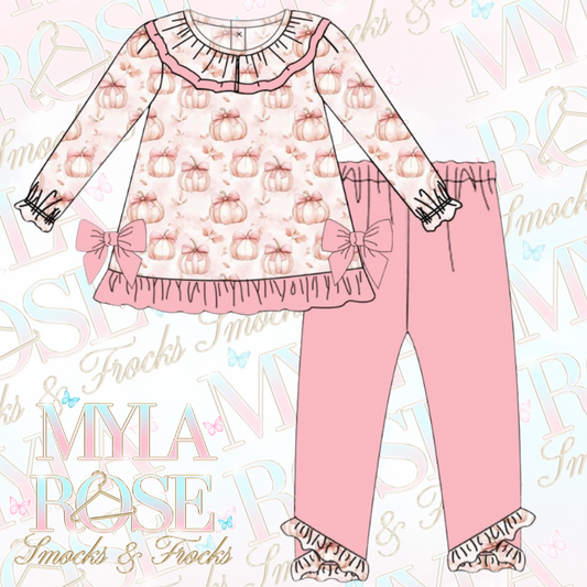 Pretty Pink Pumpkin Legging Set (Pre Order 3-4 Weeks Delivery)