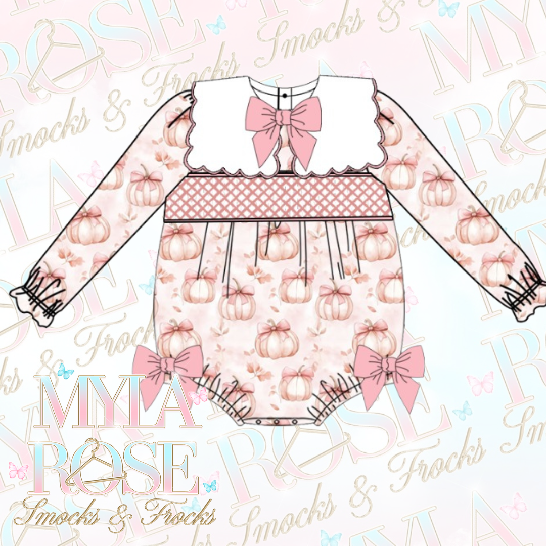 Pretty Pink Pumpkin Smocked Romper