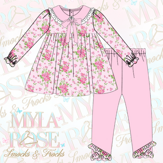 Arabella Pink Floral Legging Set (Pre Order 6-7 Weeks Delivery)