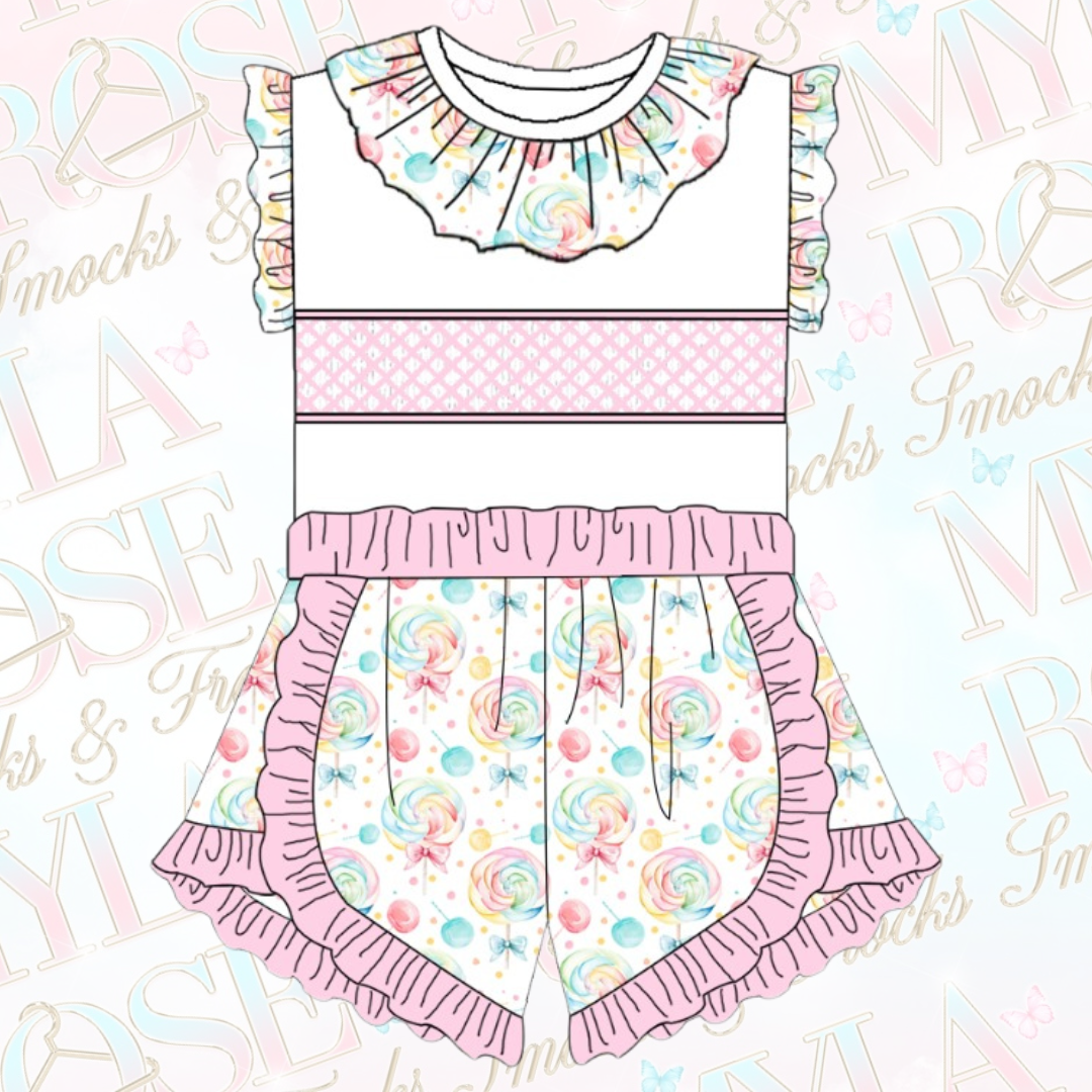 Candy Land Smocked Short Set (Pre Order)