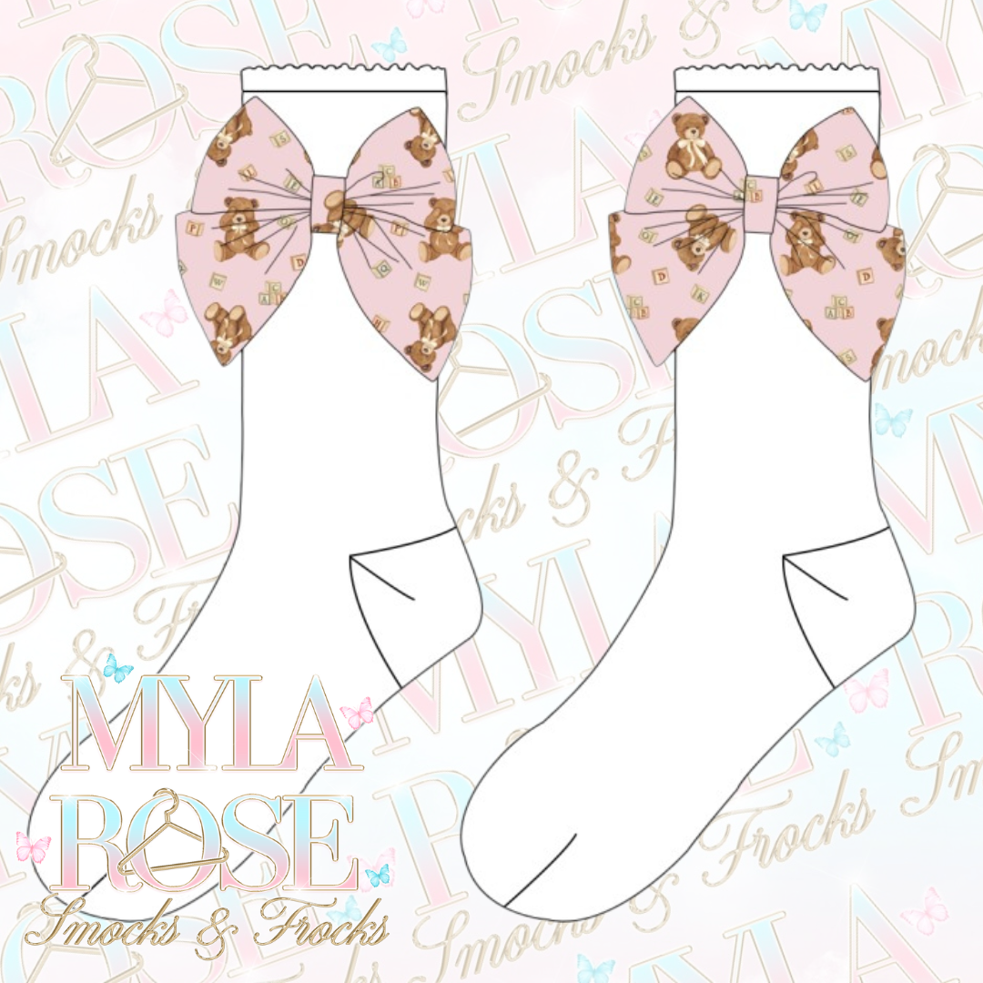 Pink Teddy Socks  (Pre Order 5-6 Weeks Delivery)