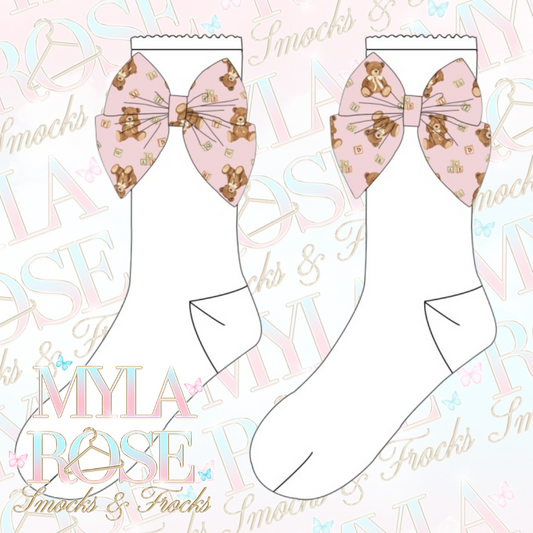 Pink Teddy Socks  (Pre Order 5-6 Weeks Delivery)
