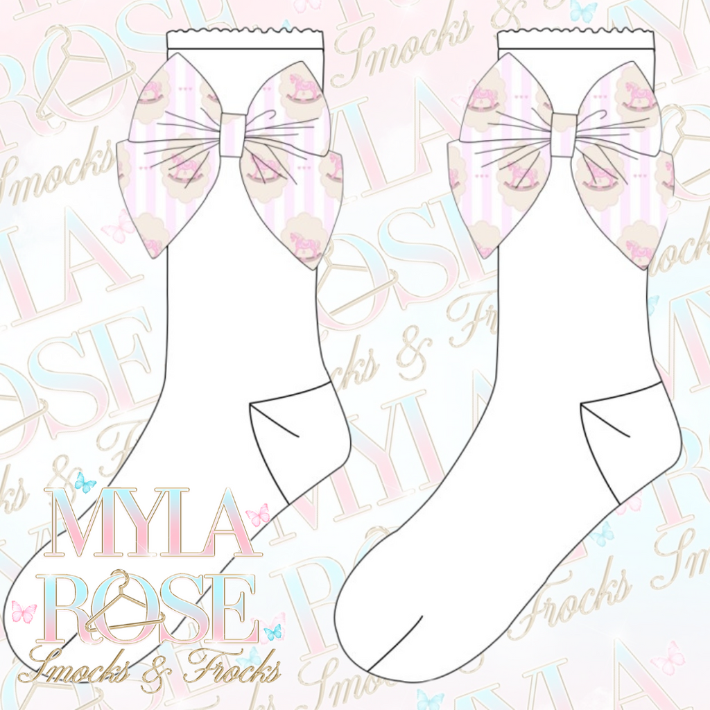 Pink Vintage Rocking Horse Socks