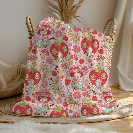 Large Soft Fleece Strawberry Shortcake Blanket (Pre Order 2-3 Weeks Delivery)