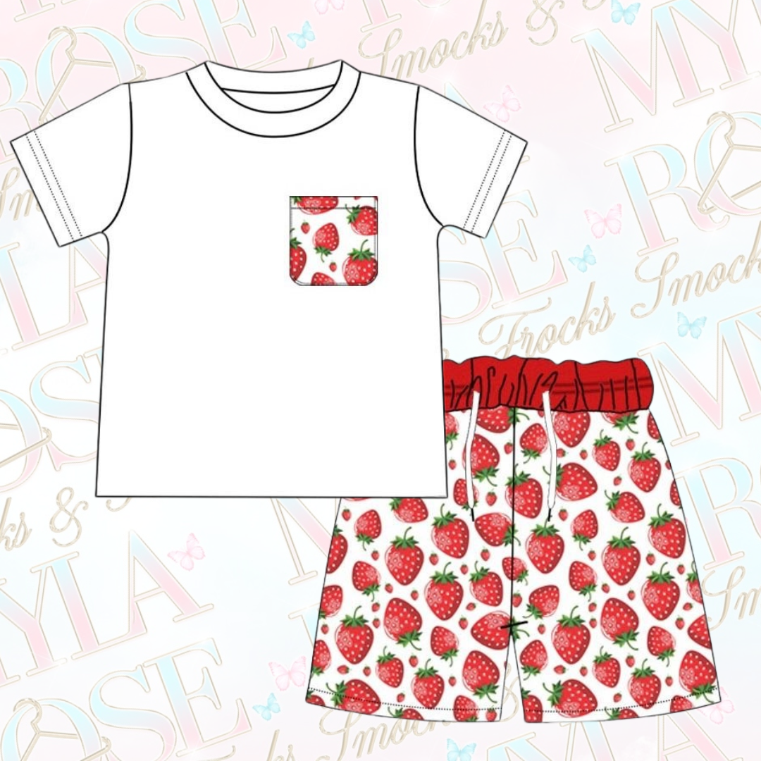 Boys Strawberry Short Set (Pre Order)