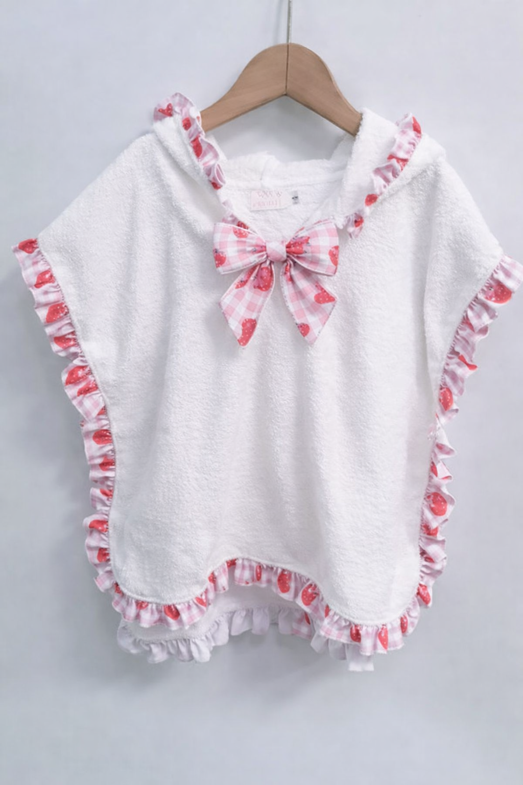 Gingham Strawberry Girls Towelling Robe