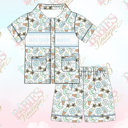 Holiday Mode Smocked Pyjama Set