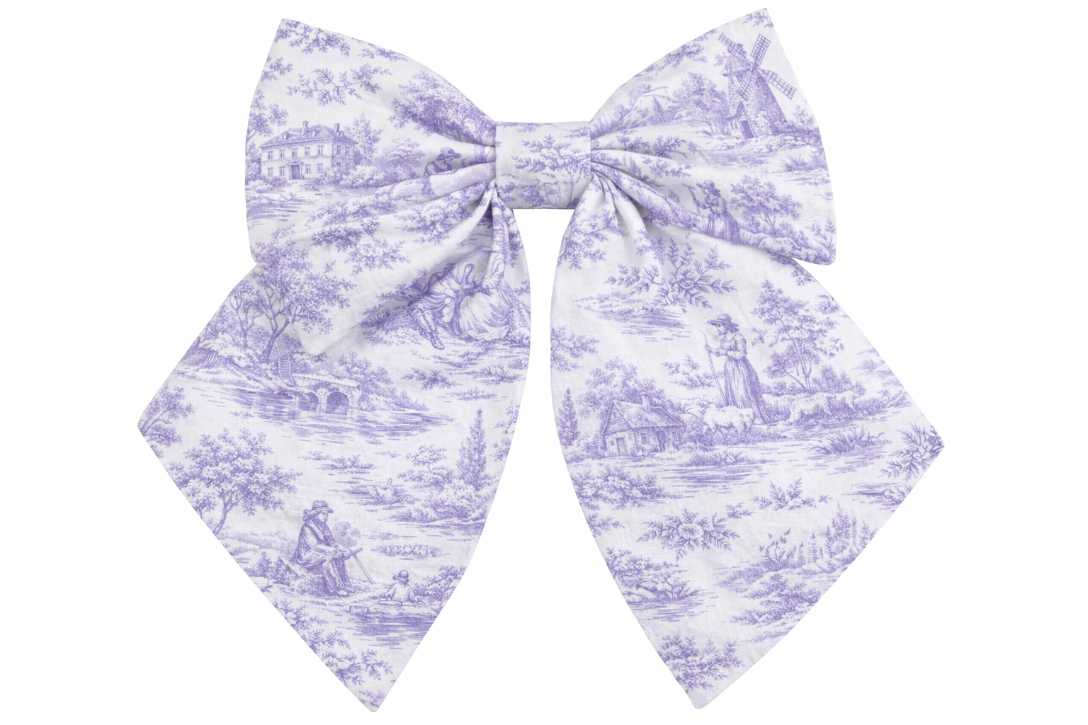 Lilac Toile Girls Hair Bow