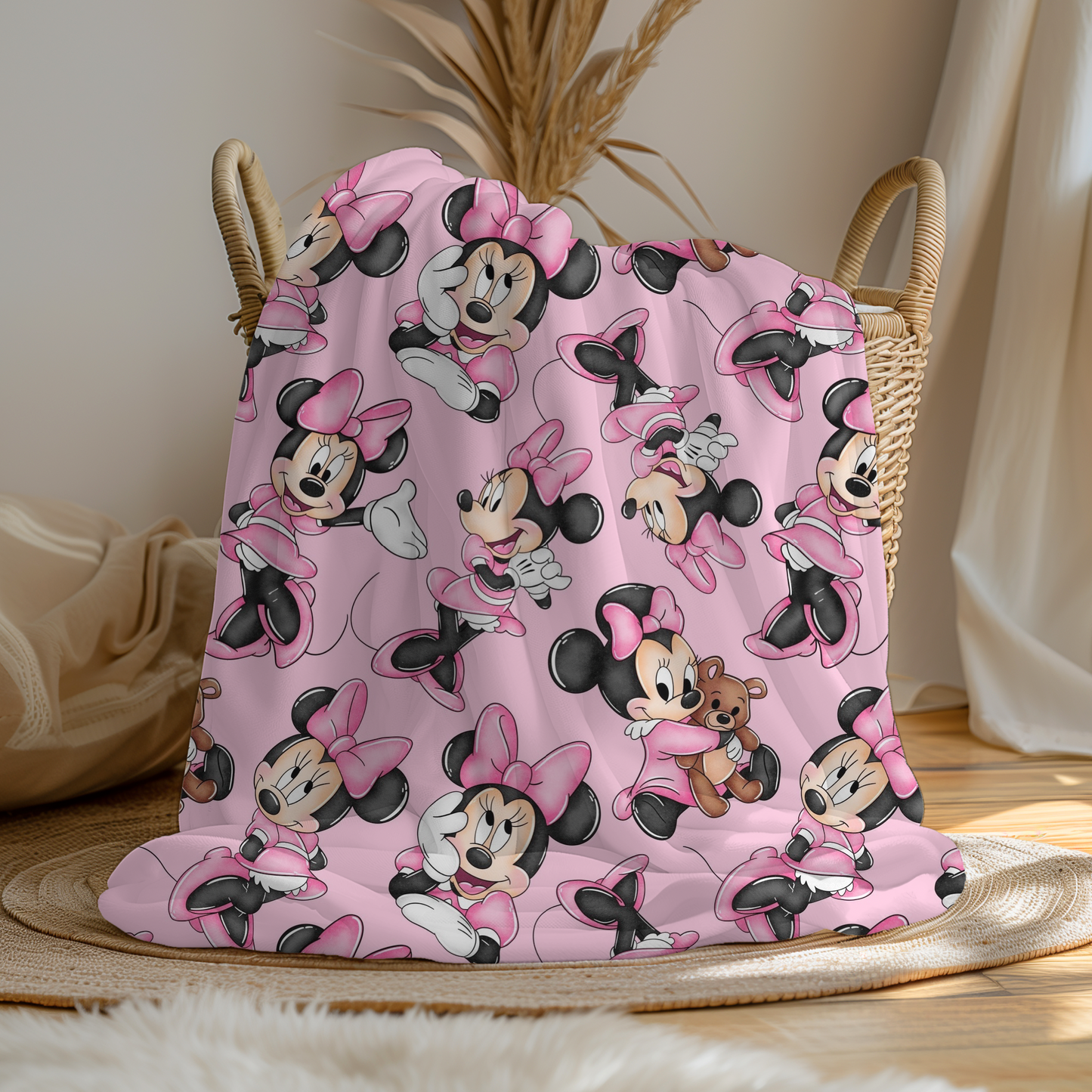 Large Soft Fleece Pink Minnie Mouse Blanket - Pre Order (1-2 Weeks Delivery)