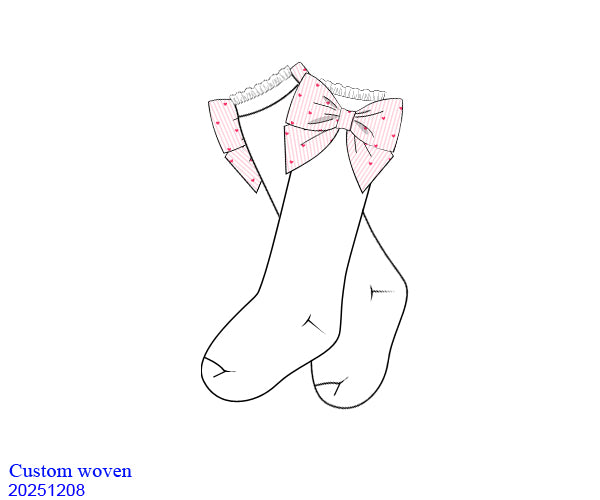 Heart Pinstripe Knee High Bow Socks (Pre Order)