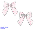 Heart Pinstripe Girls Large Hair Bow (Pre Order)